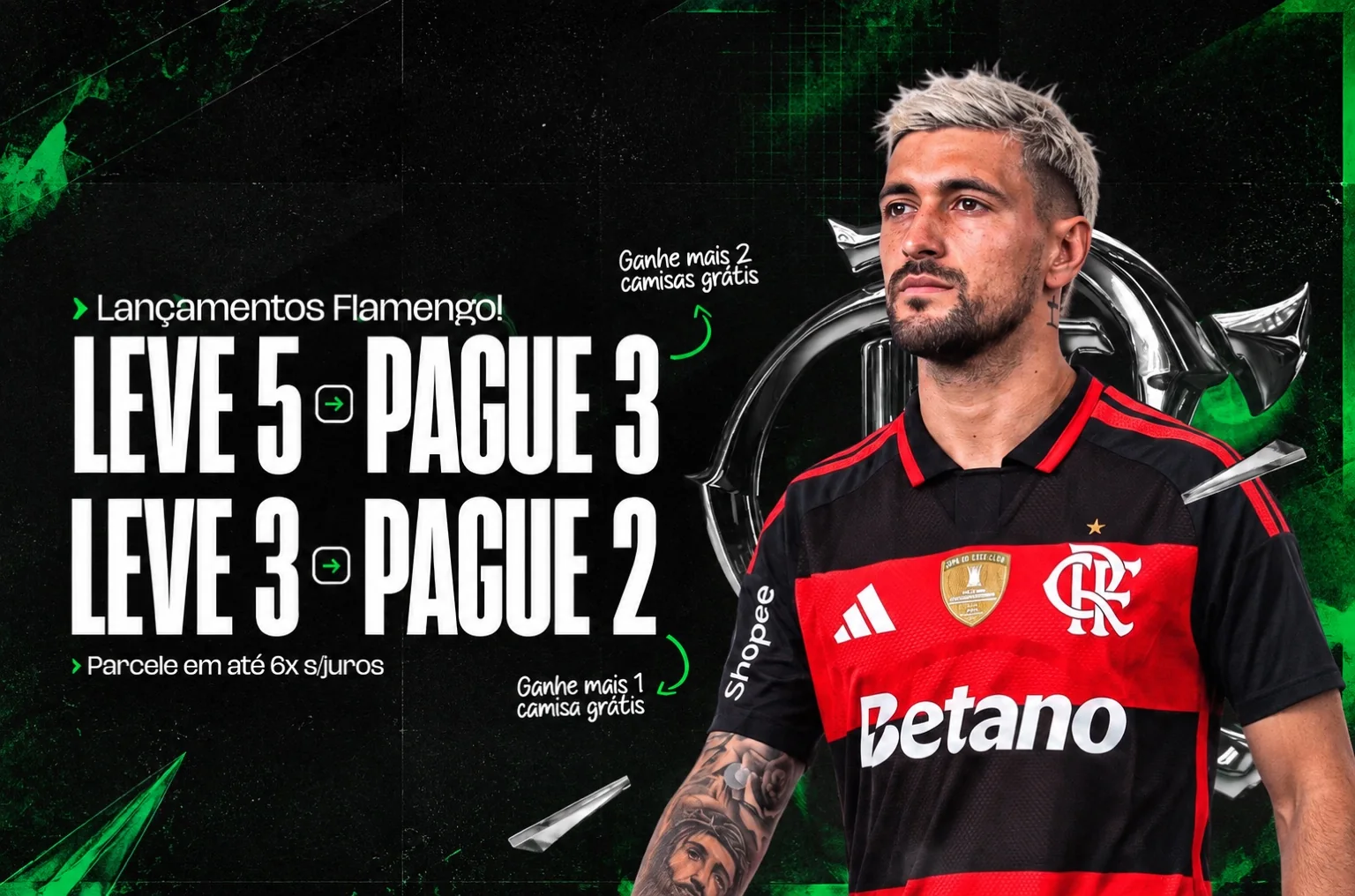Banner Flamengo leve 5 pague 3 e leve 3 pague 2